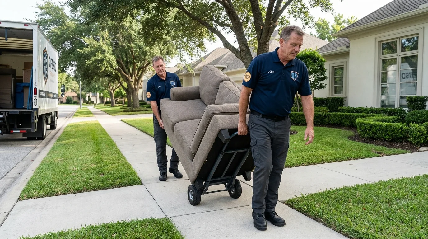 Local residential moving crew loading furniture in Lanett, AL
