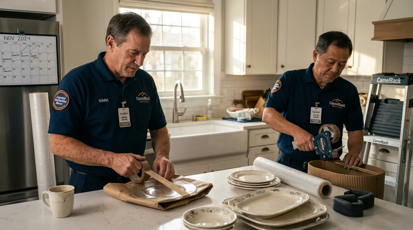 Professional crew packing kitchen dishware in Lanett, AL